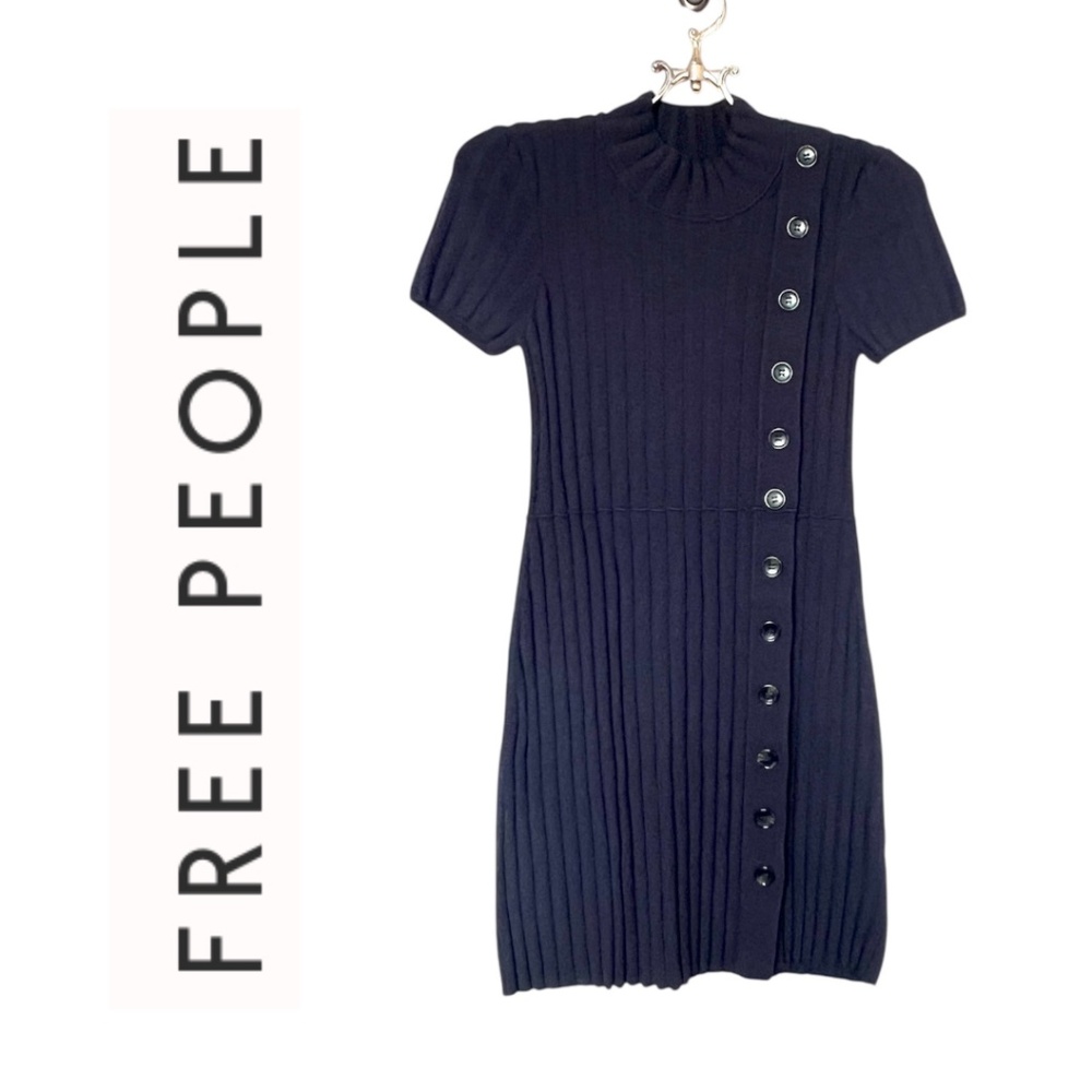 Free People Lottie Ribbed Knot Mini Dress in Navy Size XS